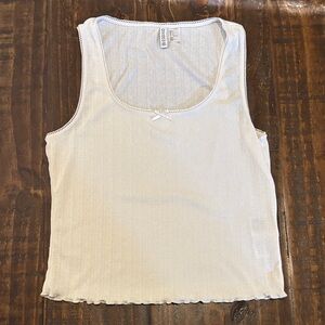 Brandy Melville Cream Tank Top with Bow Accent